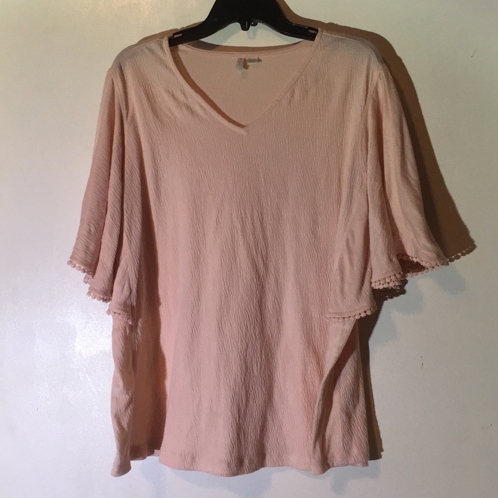 Pink Dolman Top with Crochet Detail